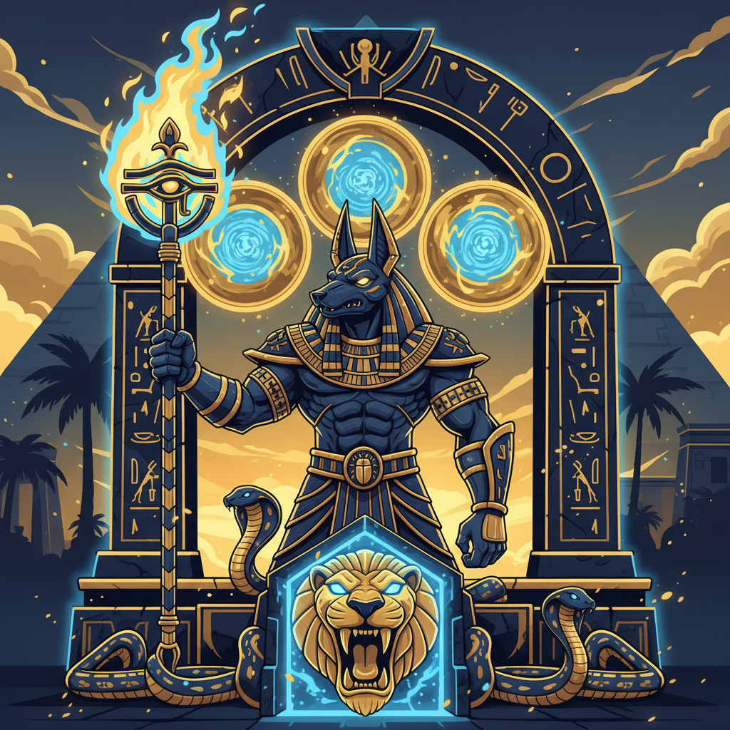 Fire of Egypt Slot demo screen with virtual balance and Egyptian symbols